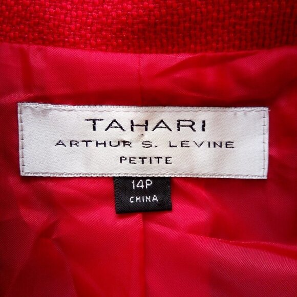 Tahari Red Blazer Women Size 14 Petite Preppy Holiday Career Festive - Picture 3 of 9